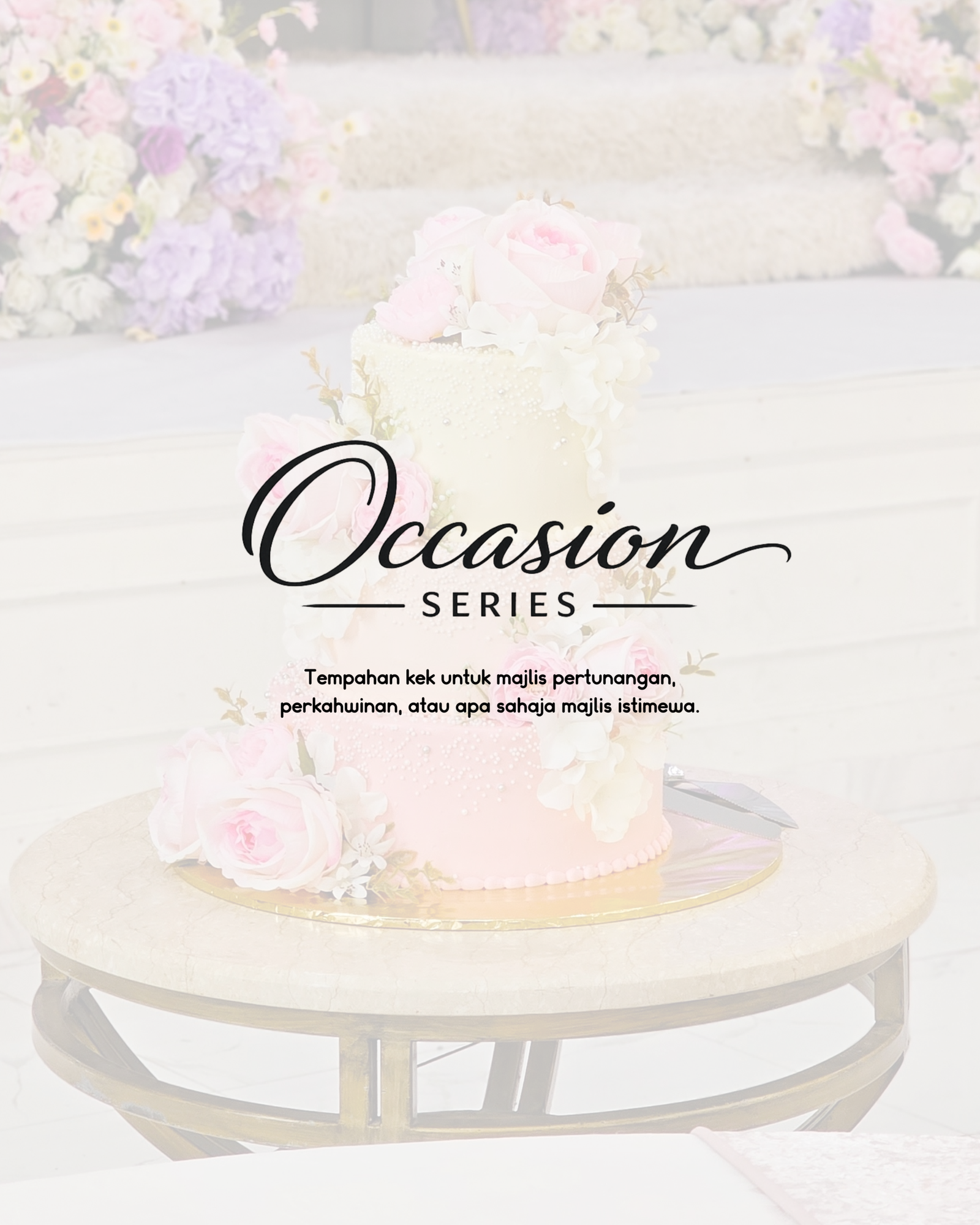 [Nama Kek] kek [occasion] dengan hiasan [warna/tema utama] oleh GS Bakery